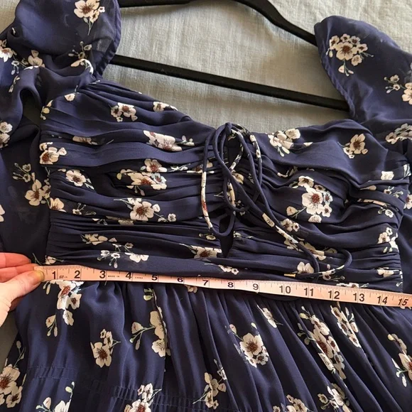 Self-Portrait Navy Floral Long Sleeve Dress - Picture 8 of 8